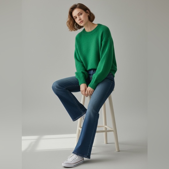 NWT DÔEN Marsena Alpaca and Wool Blend Sweater in Evergreen Size XXS - Picture 2 of 15